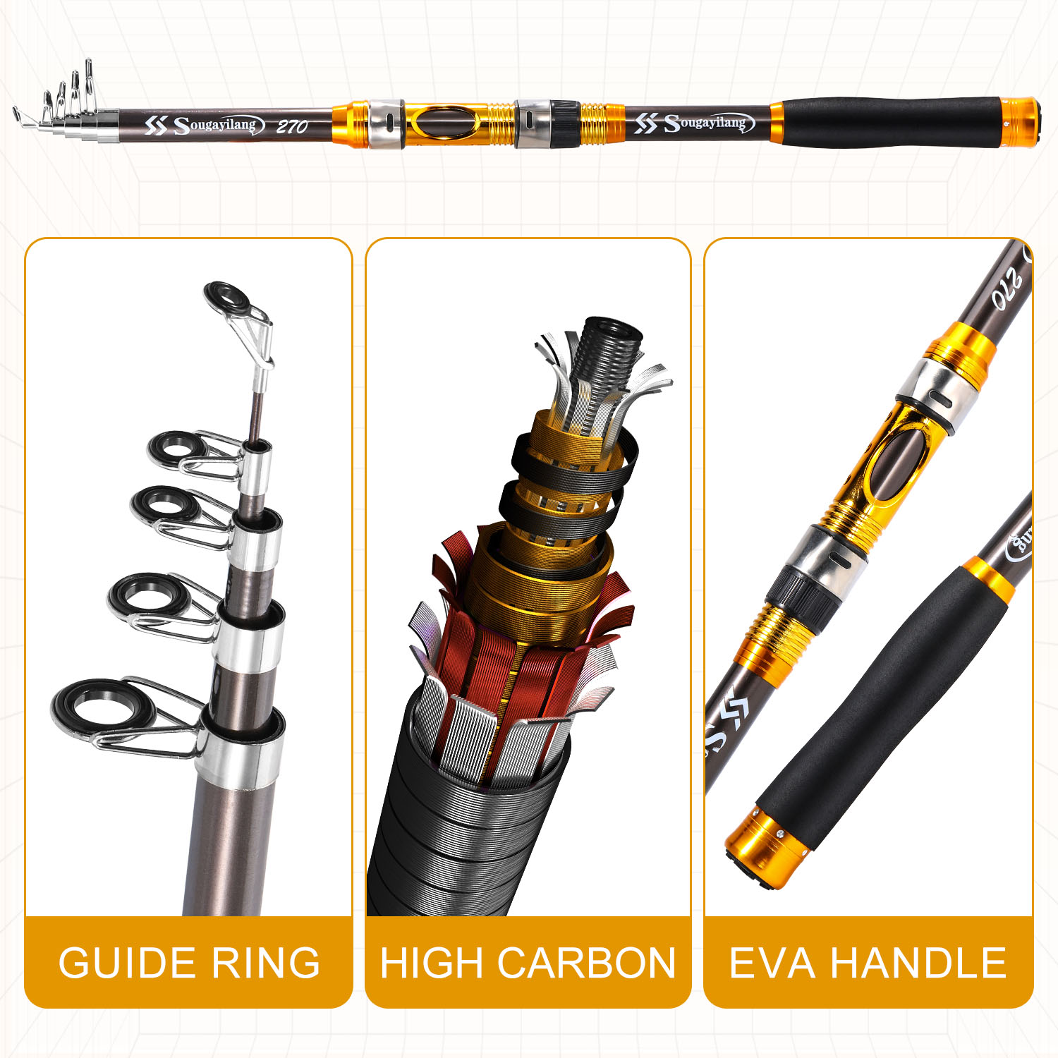 Удочка спиннинговая Sougayilan – обзор и цена Fishing Rod Carbon Fiber